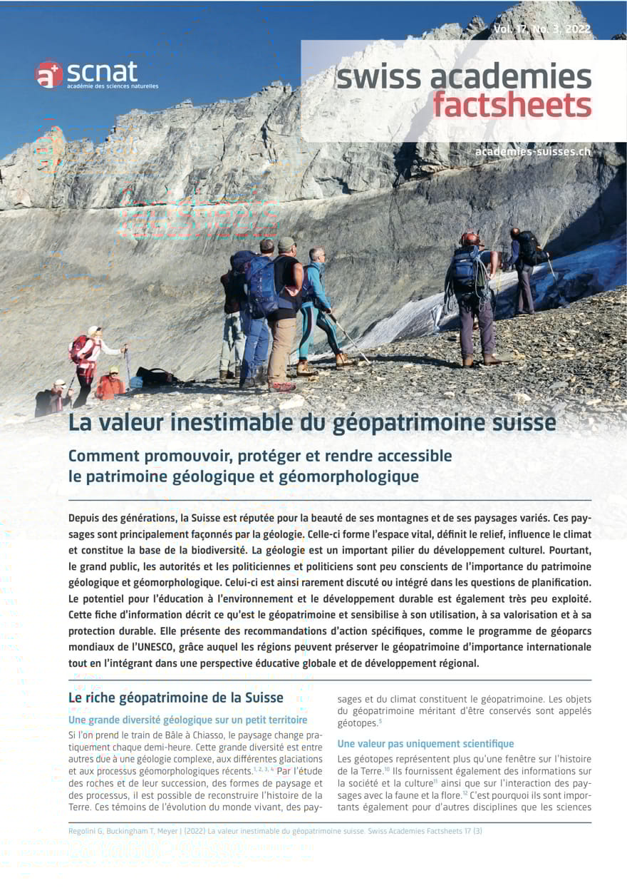 Factsheet Wertvolles Geoland Schweiz